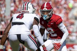 Alabama wide receiver Ryan Williams (#2) prepares for the next play against South Carolina in Bryant-Denny Stadium on October 12, 2024.